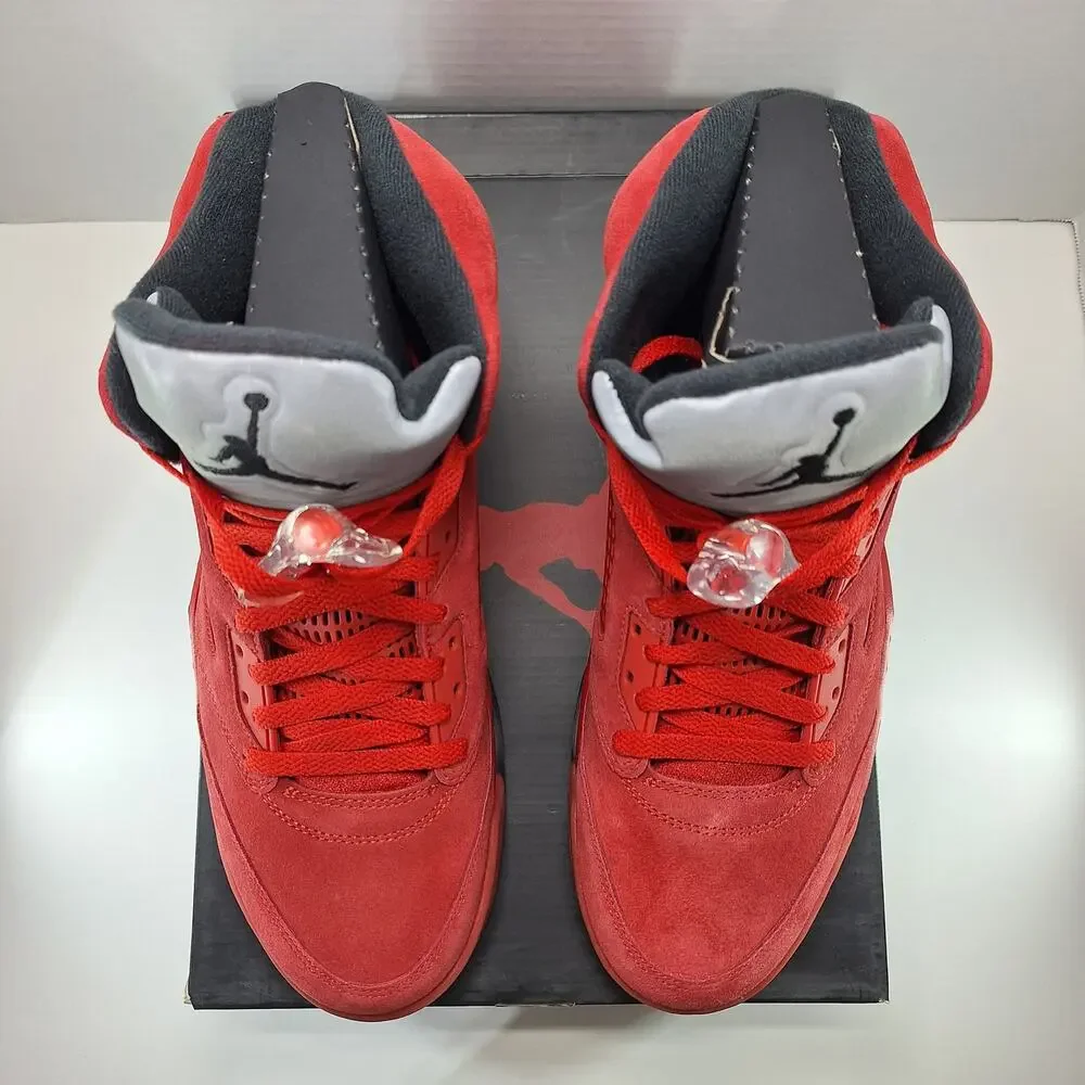 Air Jordan 5 Retro Mens 12 Red Suede 136027-602 Basketball Shoes Sneakers